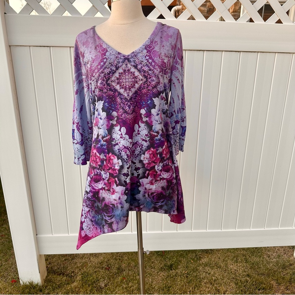 Live and Let Live Purple Tunic Top